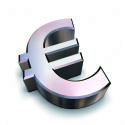 3D chrome Euro symbol