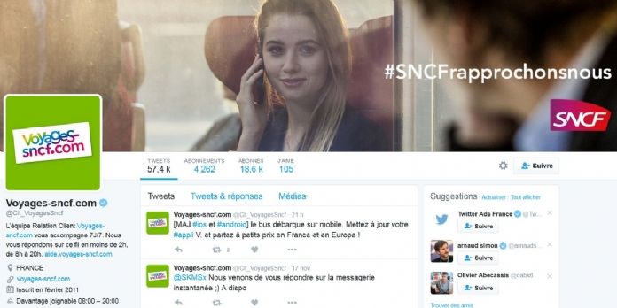 Voyages-sncf.com 'davantage joignable' sur Twitter