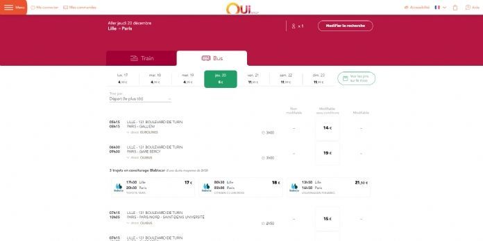 Les offres de covoiturage BlaBlaCar intégrées à OUI.sncf