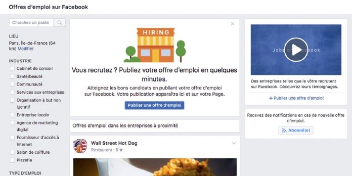 Facebook lance la fonctionnalité 'Offres d'emploi' en France