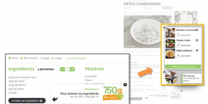 '750g Mes Courses': nouveau service de mise en panier depuis un site de recettes